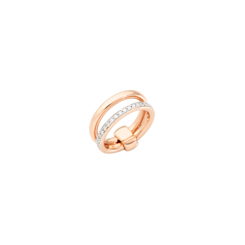 ANELLO A FASCIA ICONICA IN ORO ROSA E DIAMANTI A GIRO INTERO - A.C010/B9O7