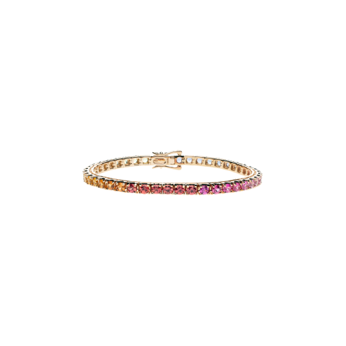 BRACCIALE TENNIS RAINBOW IN ORO ROSA CON ZAFFIRI MULTICOLOR - AB0280/RB 