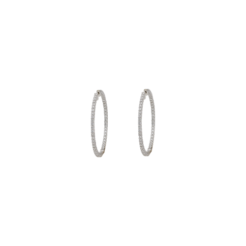 ORECCHINI A CERCHIO IN ORO BIANCO CON DIAMANTI ESTERNI E INTERNI - ME1327320DW