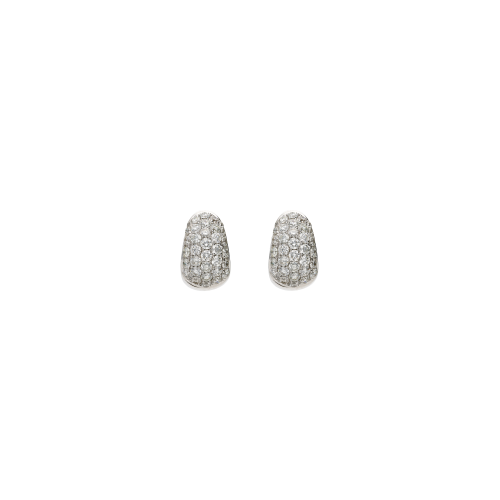 ORECCHINI A CERCHIO PICCOLO, FASCIA LARGA IN ORO BIANCO E DEMI-PAVÈ DI DIAMANTI - ME3312DW