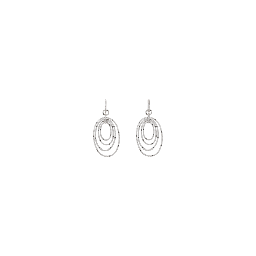 ORECCHINI IN ORO BIANCO A CERCHIETTO CON PENDENTI OVALI CONCENTRICI E DIAMANTI BIANCHI E NERI - VE09994DDKW