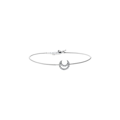 BRACCIALE RIGIDO IN ORO BIANCO CON SILHOUETTE LUNA IN DIAMANTI BIANCHI - ZGBR0053BBDIL