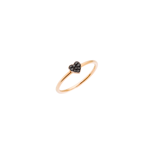 DODO ANELLI - ANELLO CUORE - Anello in oro rosa 9 kt e diamanti black - AD12C1/9/BB