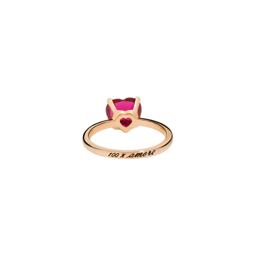 DODO 100% AMORE - ANELLO 100% AMORE - Oro rosa 9 kt con rubino sintetico - AD9/AM/SR