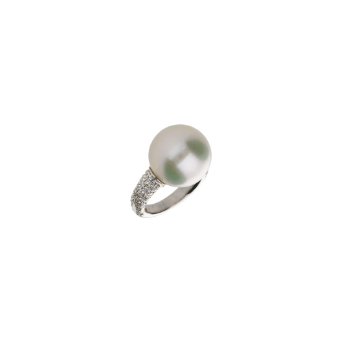 ANELLO MIKIMOTO IN ORO BIANCO CON PERLA BIANCA E DIAMANTI - AYB22400BP