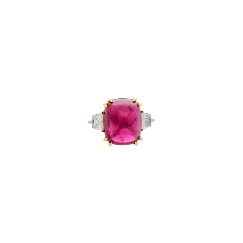 ANELLO IN ORO BIANCO CON RUBELLITE E DIAMANTI - F.141D