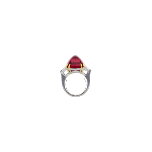 ANELLO IN ORO BIANCO CON RUBELLITE E DIAMANTI - F.141D