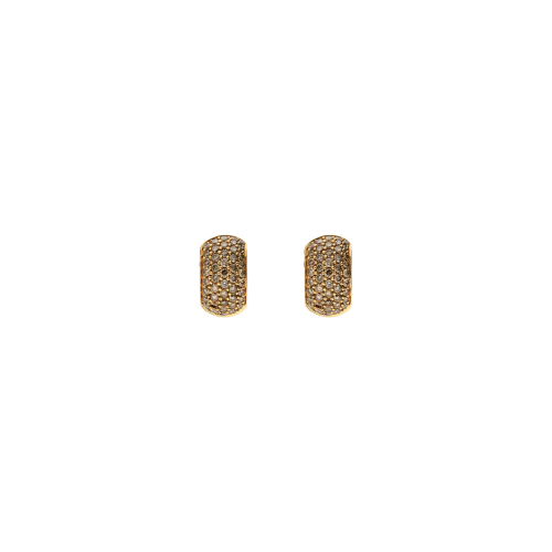 ORECCHINI A CERCHIO PICCOLO BOMBATO LARGO IN ORO ROSA CON DEMI-PAVÈ DI DIAMANTI BROWN - VE08961DBP