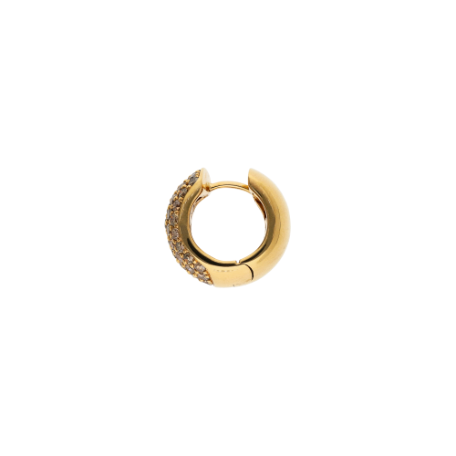 ORECCHINI A CERCHIO PICCOLO BOMBATO LARGO IN ORO ROSA CON DEMI-PAVÈ DI DIAMANTI BROWN - VE08961DBP