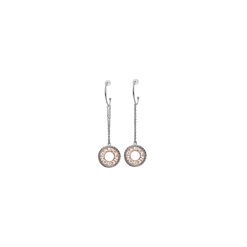 ORECCHINI PIANEGONDA A CERCHIO, CON PENDENTE LOGO IN ARGENTO E ORO ROSA - 0A050523