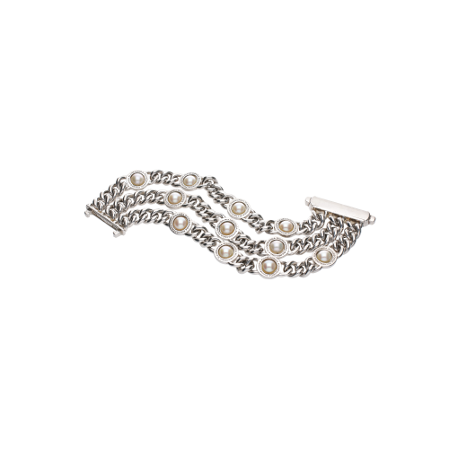 BRACCIALE LIFE A MAGLIE IN ARGENTO CON PERLE