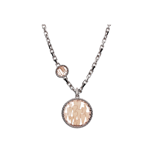 COLLANA GOLD PASSION CON PENDENTE IN ARGENTO E ORO ROSA CUORI