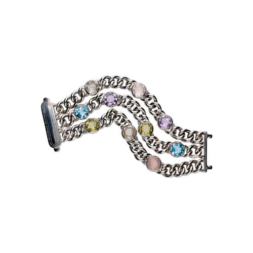 BRACCIALE A MAGLIE COLOR INSIDE IN ARGENTO CON PIETRE SEMIPREZIOSE COLORATE
