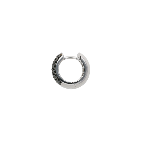 ORECCHINI A CERCHIO PICCOLO BOMBATO IN ORO BIANCO CON DEMI-PAVÈ DI DIAMANTI NERI - LB-VE08962DKW