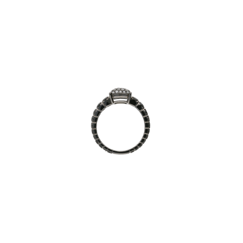 ANELLO IN ORO NERO CON DIAMANTI BIANCHI E DIAMANTI NERI - LB-VR22528DKDBW