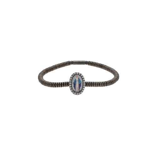 Accedi alla scheda di Bijoux BRACCIALE ELASTICO IN ARGENTO BRUNITO AD ANELLINI CON IMMAGINE SACRA E ZIRCONI - BRA2418-1