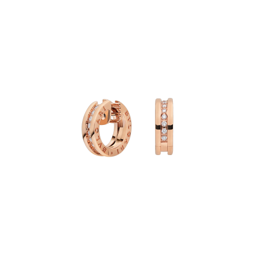 ORECCHINI A CERCHIO PICCOLI B.ZERO1 IN ORO ROSA 18 CARATI CON PAVÉ DI DIAMANTI - OR856307 - OR856307