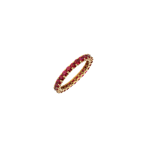 ANELLO VERETTA IN ORO ROSA CON RUBINI - VE29RB/771