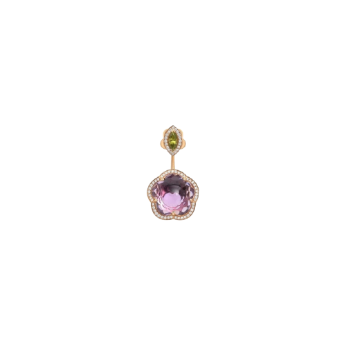 ORECCHINO SINGOLO BON TON IN ORO ROSA CON DIAMANTI, AMETISTA E PERIDOTO - 14212R - 5.74 CT
