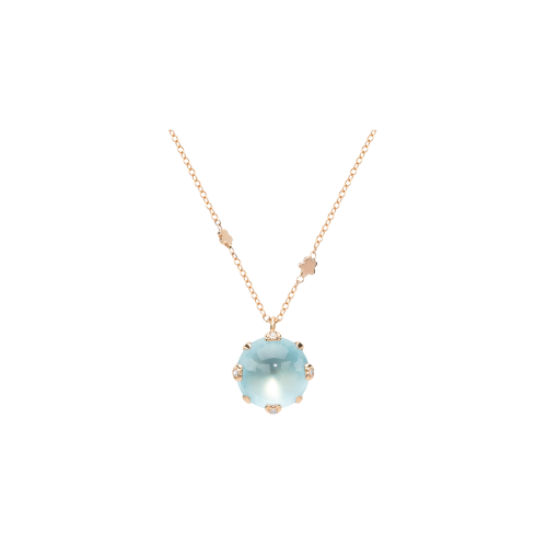 COLLANA SISSI IN ORO ROSA CON DIAMANTI E TOPAZIO AZZURRO - 14758R - 14758R