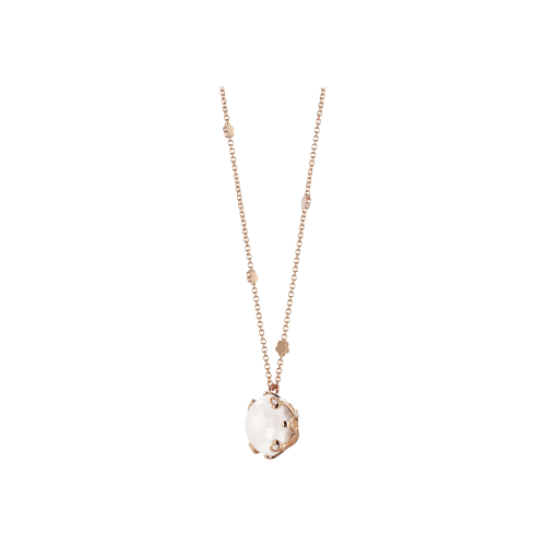 COLLANA SISSI IN ORO ROSA CON DIAMANTI E QUARZO BIANCO - 14733R