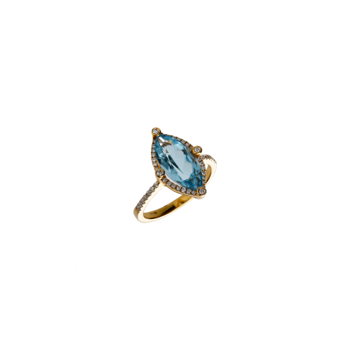 ANELLO IN ORO ROSA CON TOPAZIO BLU LONDON E DIAMANTI - ER0198DTLP