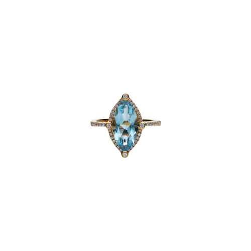 ANELLO IN ORO ROSA CON TOPAZIO BLU LONDON E DIAMANTI - ER0198DTLP
