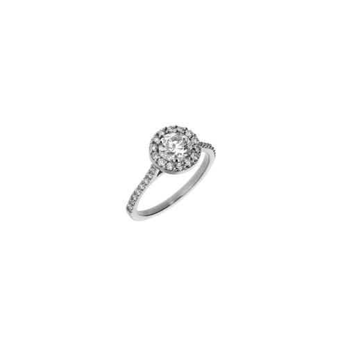 ANELLO IN ORO BIANCO CON DIAMANTE CENTRALE CERTIFICATO E DIAMANTI - BAAN251