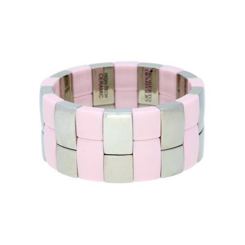 BRACCIALE ELASTICO AURA IN CERAMICA DORATA BIANCA E ROSA - AU962B1P