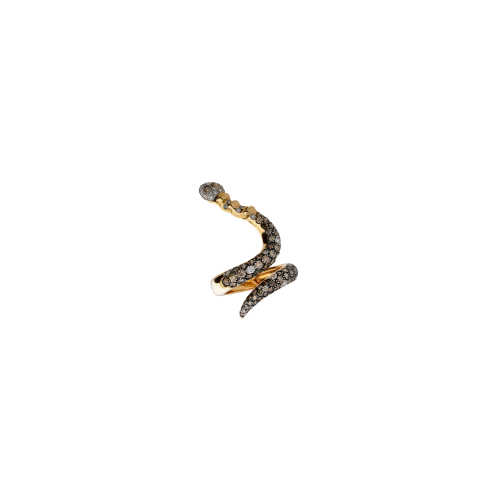 ANELLO MAGIC SNAKE CON TESTA SNODATA IN ORO ROSA, DIAMANTI BIANCHI E DIAMANTI BROWN - 7140APK*BB*DB-