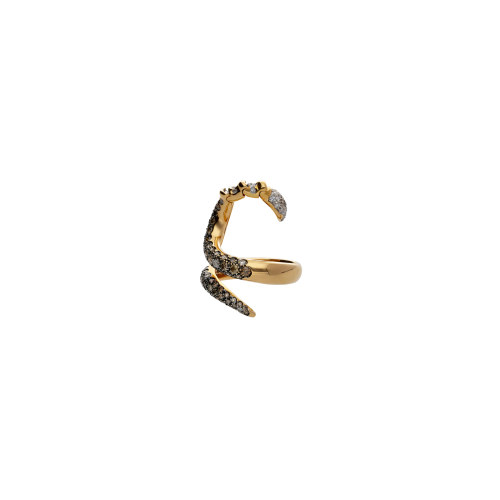 ANELLO MAGIC SNAKE CON TESTA SNODATA IN ORO ROSA, DIAMANTI BIANCHI E DIAMANTI BROWN - 7140APK*BB*DB-