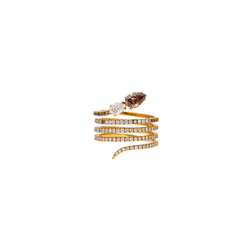 ANELLO SERPENTE IN ORO ROSA CON DIAMANTI BIANCHI E DIAMANTI BROWN - 71950626