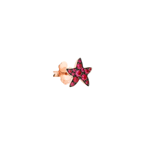 Stella Marina - Orecchino singolo in oro rosa 9 kt con rubini