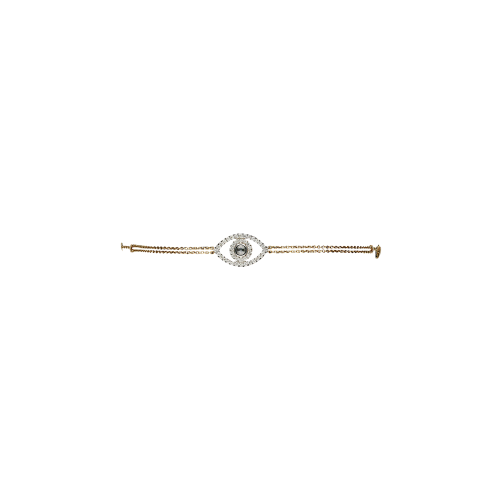 BRACCIALE OCCHIO DI FATIMA IN ORO ROSA CON DIAMANTI E CRISTALLO DI ROCCA - VB24924DP