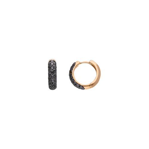 ORECCHINI A CERCHIO PICCOLO IN ORO ROSA CON DIAMANTI NERI - VE08958DKP