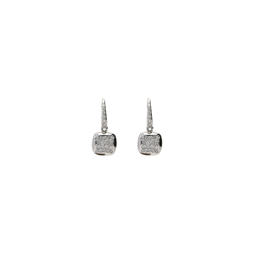 ORECCHINI A MONACHELLA IN ORO BIANCO CON  PAVÉ DI DIAMANTI - VE24919DW