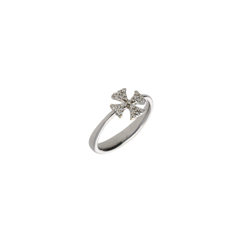 ANELLO IN ORO BIANCO CON CROCE DI MALTA IN PAVÉ DI DIAMANTI - A109-3664-5