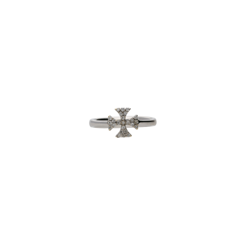 ANELLO IN ORO BIANCO CON CROCE DI MALTA IN PAVÉ DI DIAMANTI - A109-3664-5
