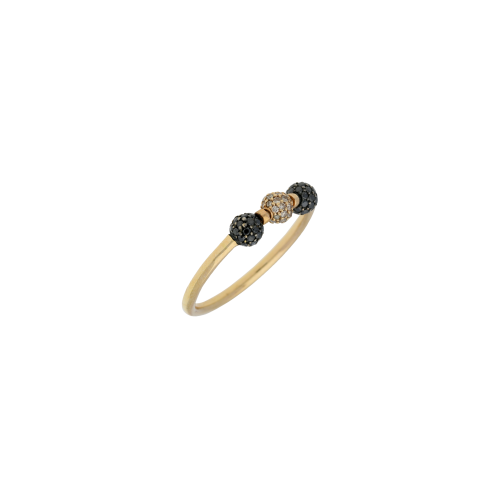 ANELLO IN ORO ROSA SFERE CON DIAMANTI BROWN - BAAN93