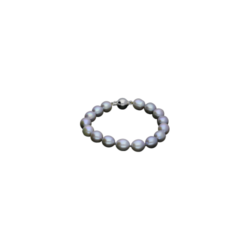 Bracciale di perle grigie in con chiusura in oro bianco - BABR25