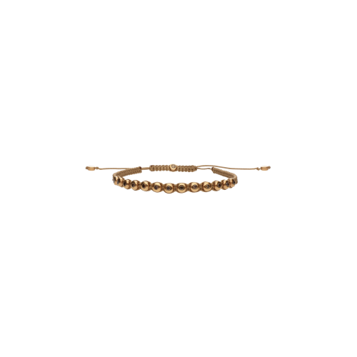 BRACCIALE CON ELEMENTI IN ORO ROSA E DIAMANTI BROWN, CORDINO BEIGE - VB25603DBP