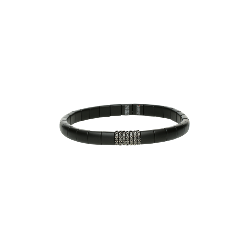 BRACCIALE ELASTICO PURA IN ORO NERO, CERAMICA E DIAMANTI NERI - PU4N1DNOBS