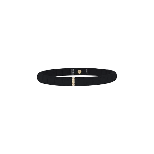 PURA, BRACCIALE ELASTICO IN ORO 18K DIAMANTI BROWN E CERAMICA HIGH TECH NERA SATINATA - PU4N7DBWORS