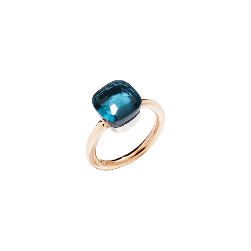 ANELLO NUDO - ANELLO IN ORO ROSA CON CASTONE IN ORO BIANCO E TOPAZIO BLU LONDON SFACCETTATO - A.A110/O6/TL