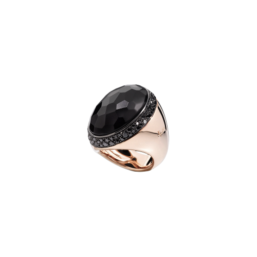 ANELLO VICTORIA - ANELLO IN ORO ROSA CON JET E DIAMANTI BLACK (CT 1.21) - A.B309OBBO7OU - PAB3090O7000DBKOU