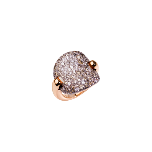 ANELLO SABBIA - ANELLO IN ORO ROSA RODIATO E BRUNITO, DIAMANTI BROWN E BIANCHI CT 2.3 - A.B607BO7/BR