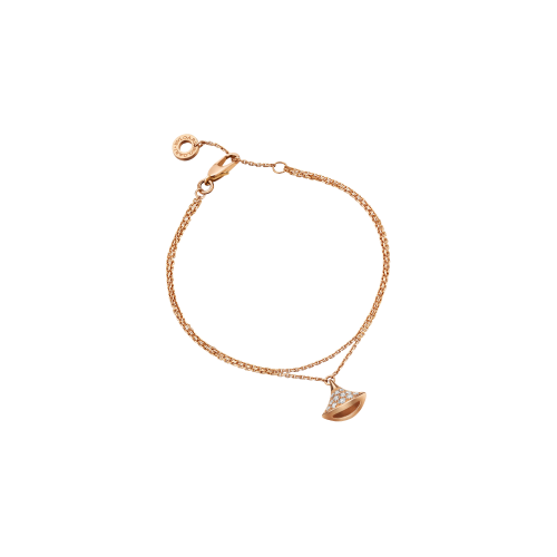 Bracciale DIVAS’ DREAM in oro rosa 18 carati con pavé di diamanti. Lunghezza 15-19 cm