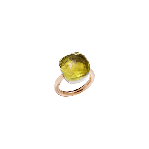 ANELLO NUDO - ANELLO IN ORO ROSA CON CASTONE IN ORO BIANCO E QUARZO LEMON SFACCETTATO - A.B704MO6/QL - A.B704MO6/QL