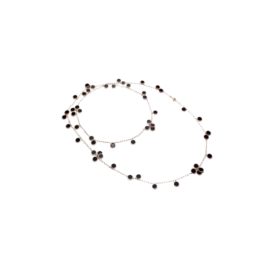 COLLANA PAILLETTES LUNGA IN ORO ROSA E SMALTO NERO - 34148 - 34148