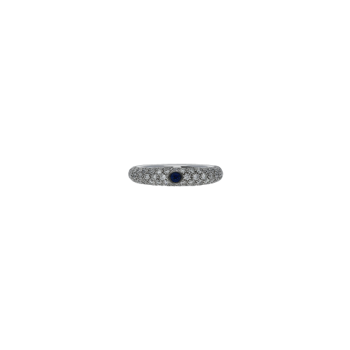 Anello in oro bianco 18 carati ocn diamanti bianchi e zaffiro blu naturale